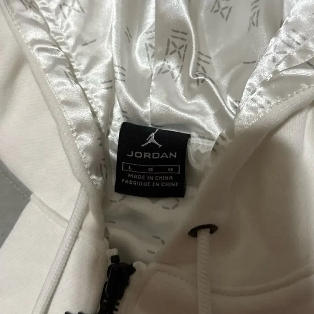 Y2K Air Jordan Zip Up Hoodie White Grey 286930-100 Vintage Sweatshirt